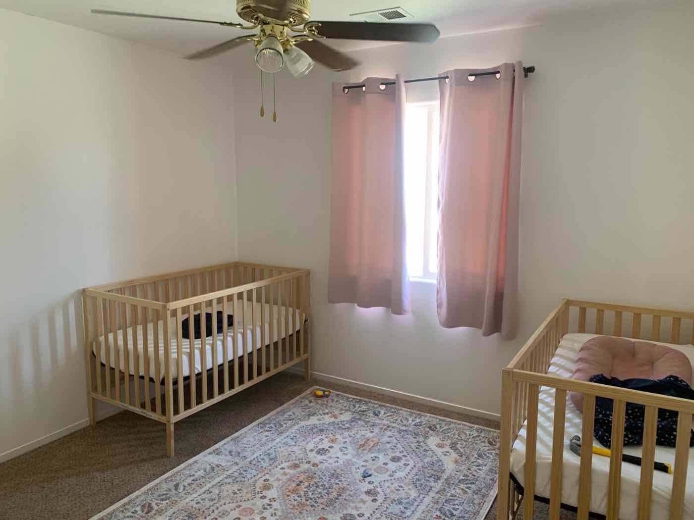 Nursery freshly painted in a soft warm white